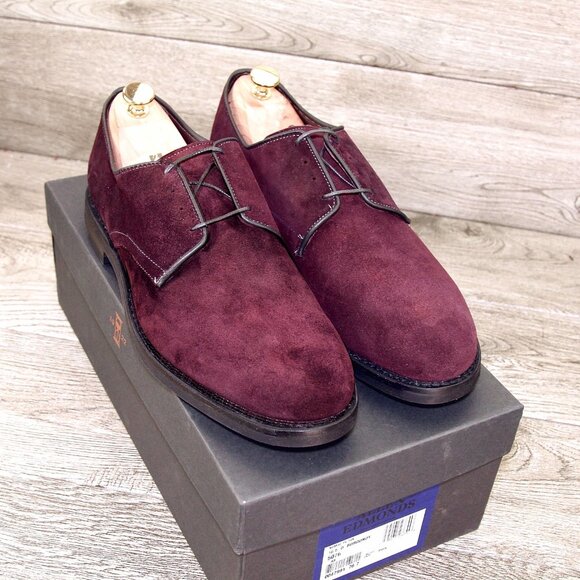 *NIB* $345 Allen Edmonds NOMAD Plain Toe 10.5 D Burgundy Suede * add $15 Trees - Picture 1 of 13